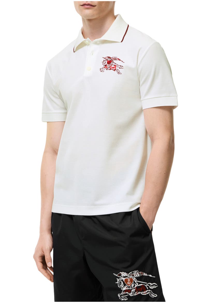Heart Knight Cotton Polo Shirt, Main, color, Chalk white