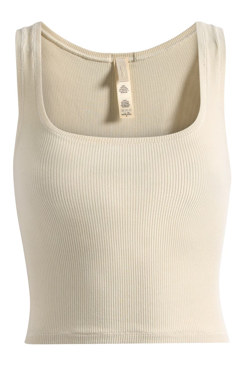 Crop Stretch Cotton Rib Tank, Main, color, BONE