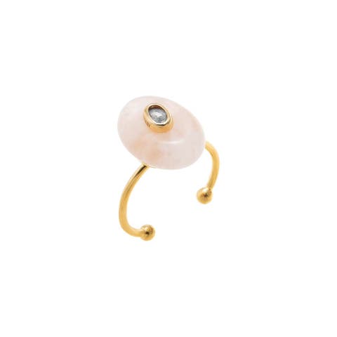 CZ Oval Bezeled Accent Bead Ring