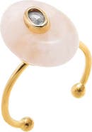 BY ADINA EDEN CZ Oval Bezeled Accent Bead Ring