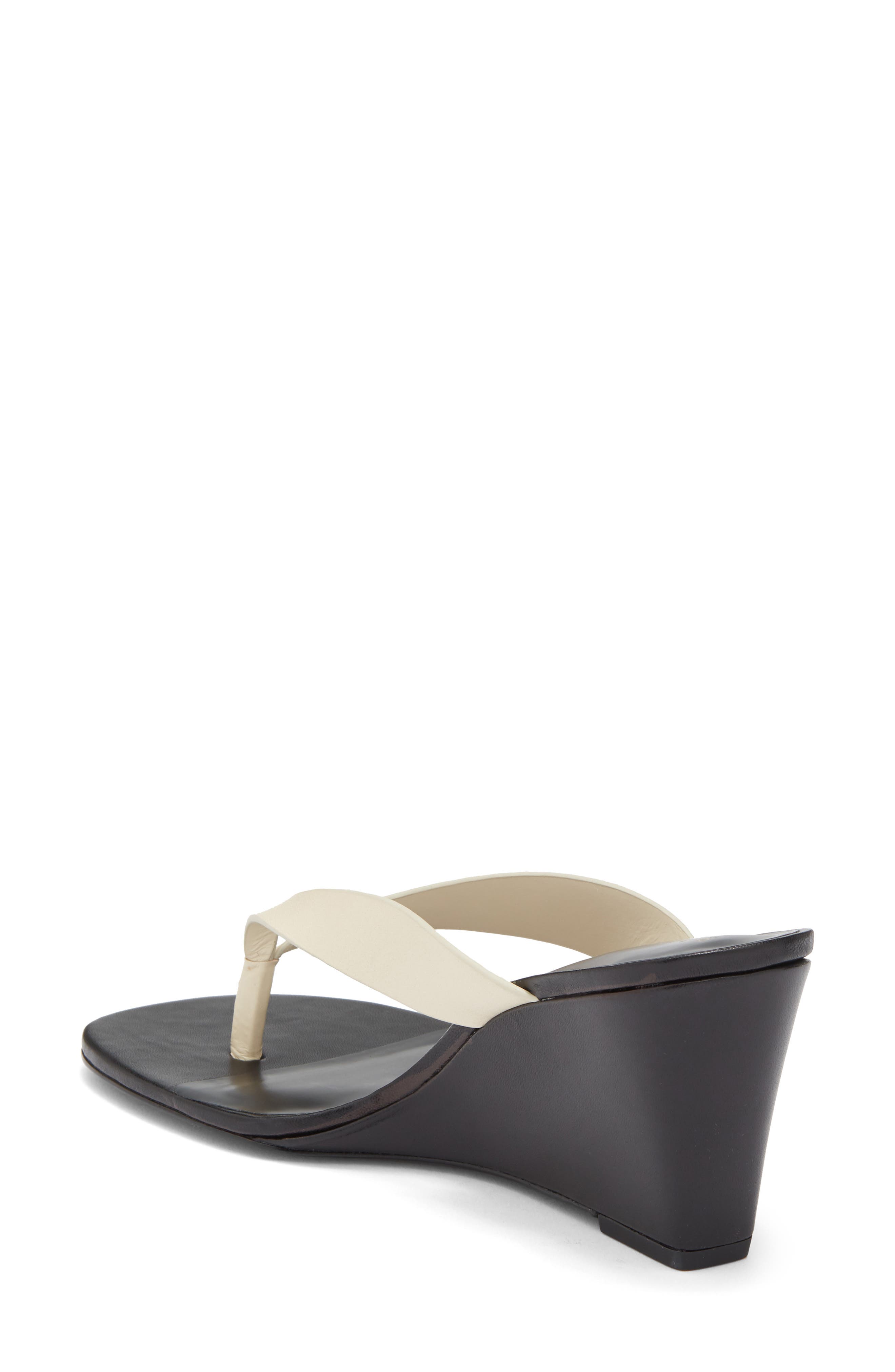 Jessie Wedge Thong Sandal, Alternate, color, ALMOND BLACK LEATHER