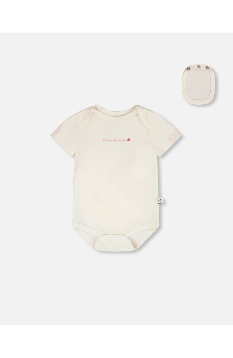 Deux par Deux Short Sleeve Evolutive Organic Cotton Jersey Bodysuit, Main, color, White