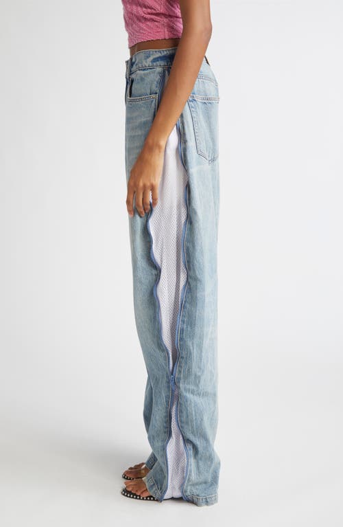 Alexander Wang Mesh Insert Curved Leg Jeans In Blue