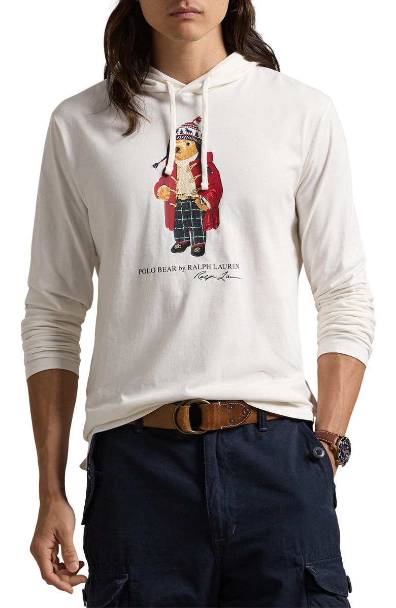 Polo Ralph Lauren Polo Bear Jersey Graphic Hoodie, Main, color, 