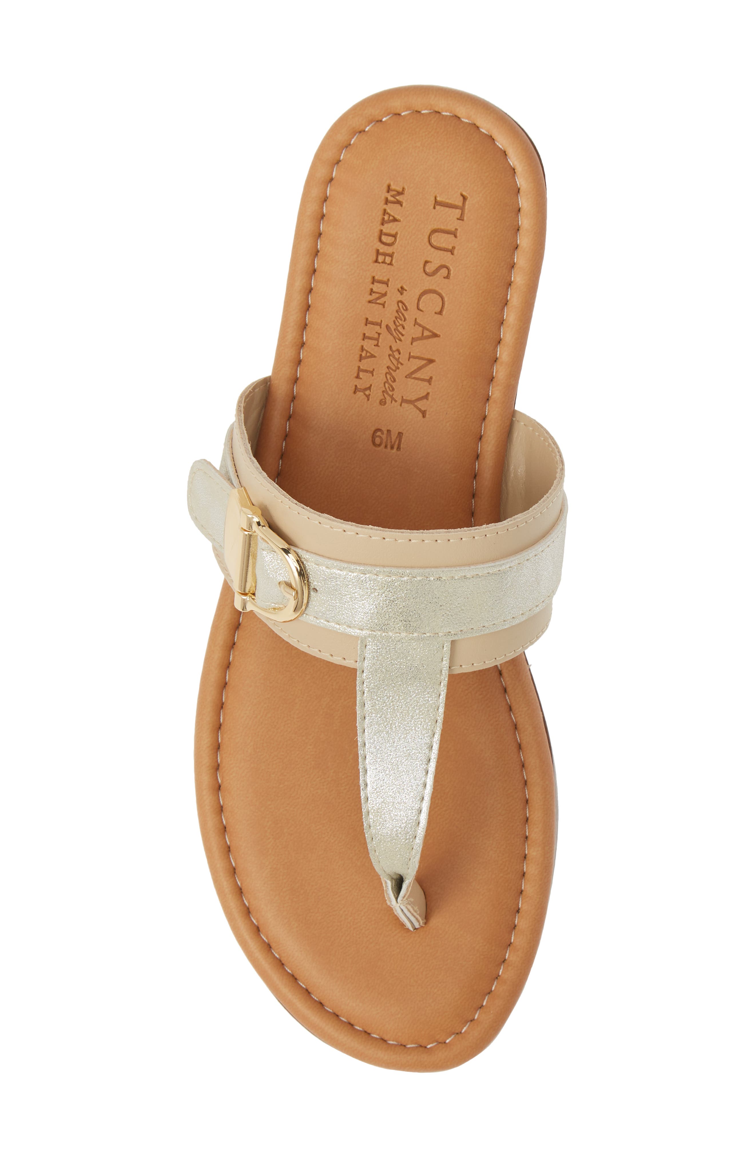 Cadenza Flip Flop, Alternate, color, NATURAL METALLIC FAUX LEATHER