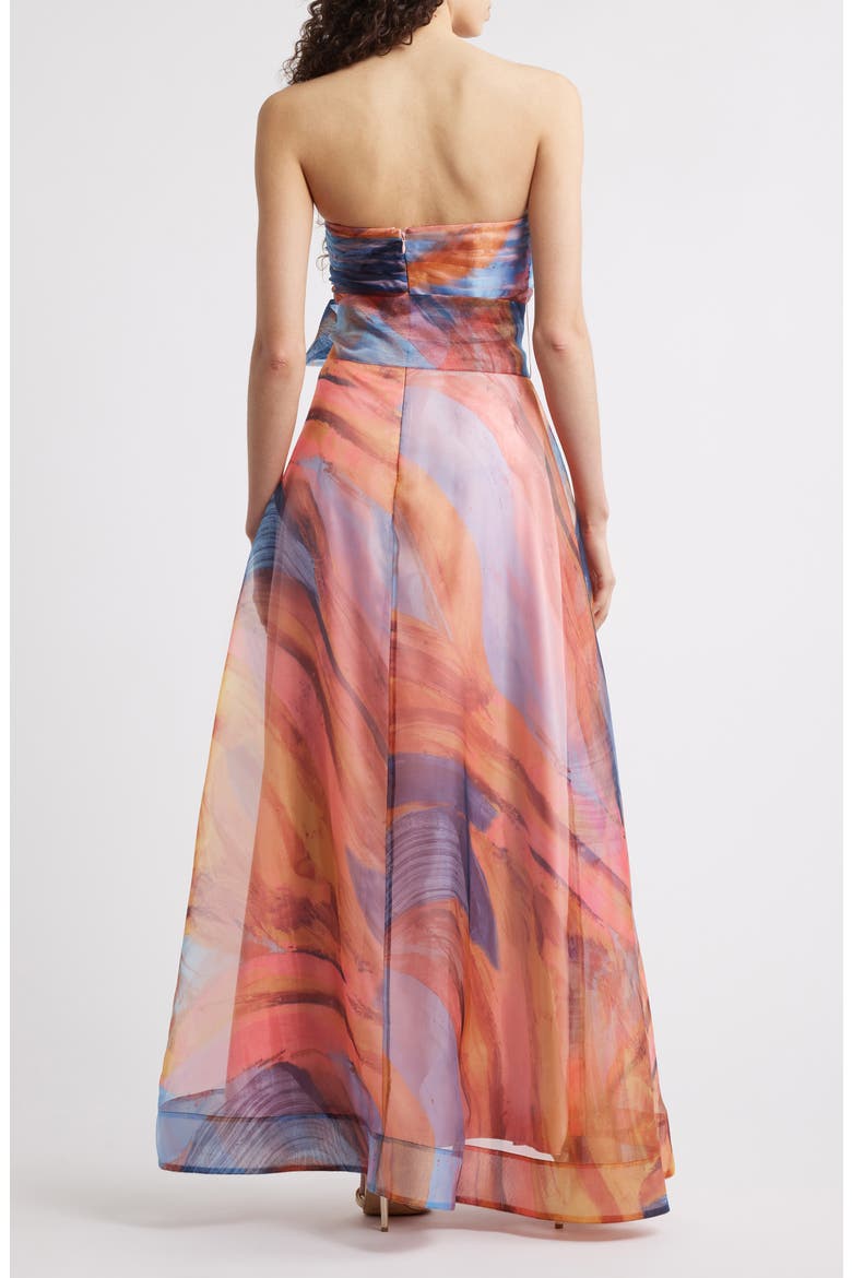 Ruched Bodice Strapless Gown, Alternate, color, SUNSET