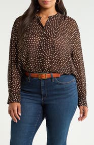 Nordstrom Shirred Chiffon Button-Up Shirt
