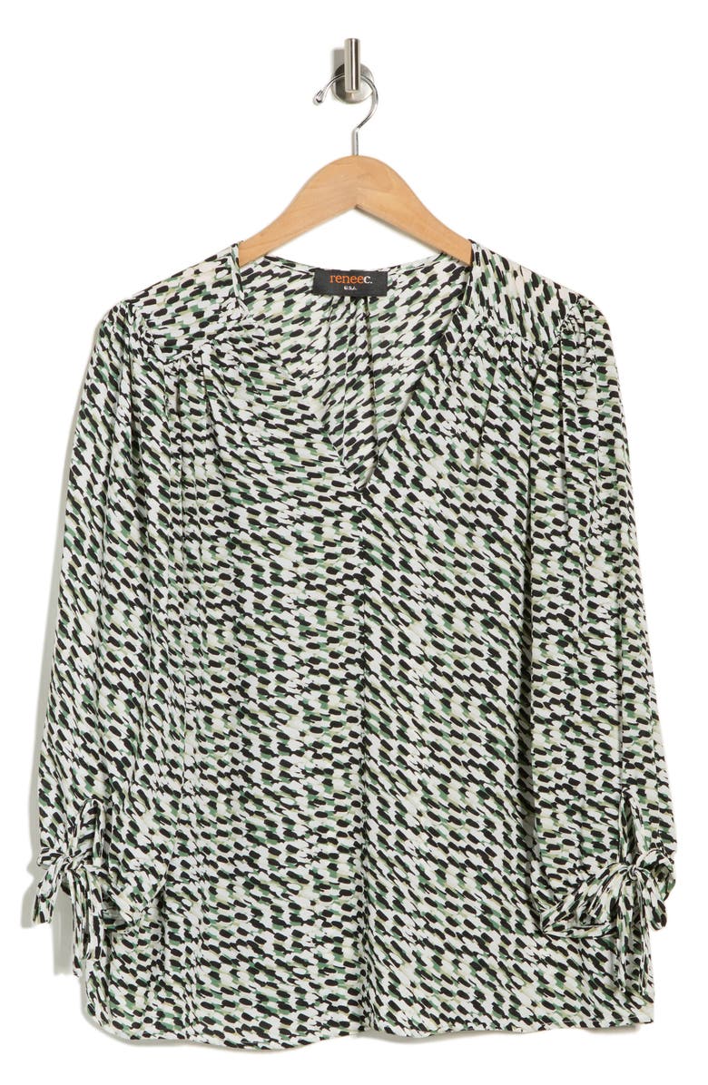 Renee C Tie Cuff Top, Main, color, Olive