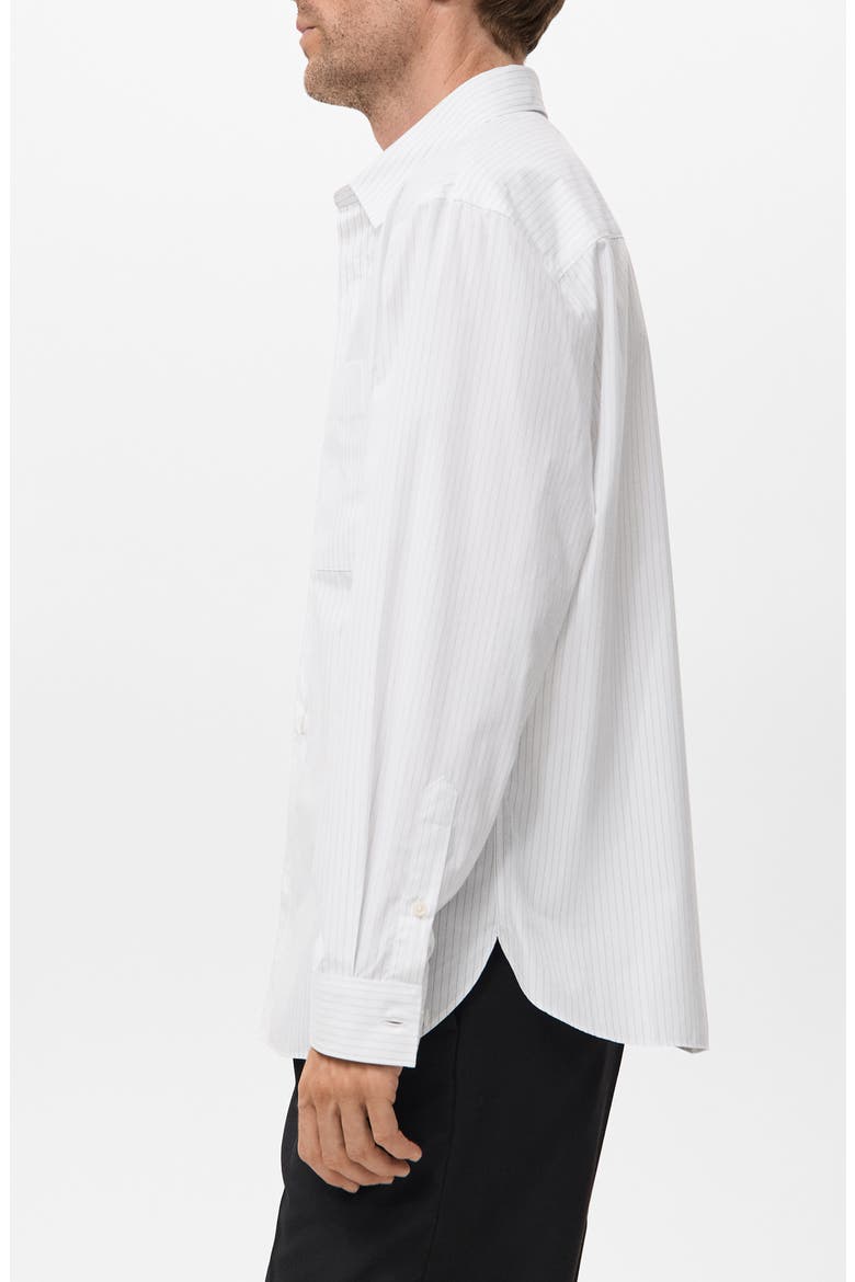 Relaxed Fit Stripe Button-Up Shirt, Alternate, color, WHITE