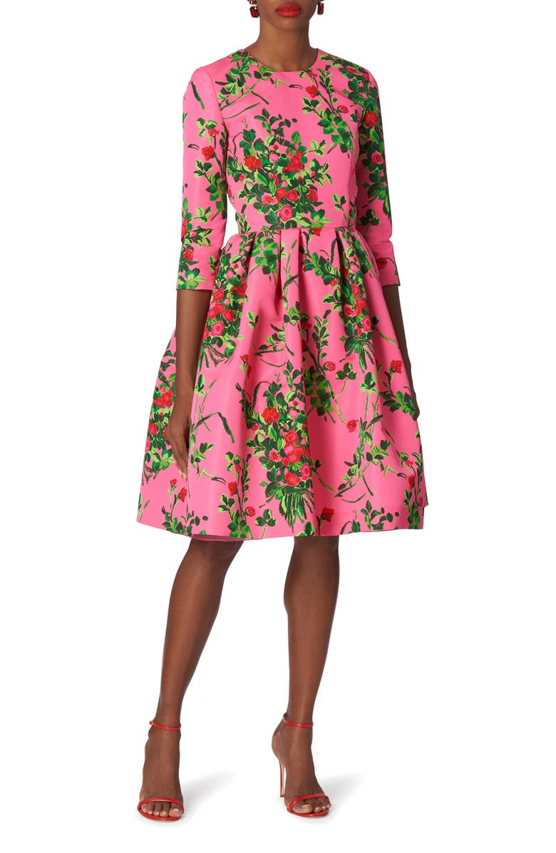 Carolina Herrera Tea Rose Fit & Flare Dress, Main, color,