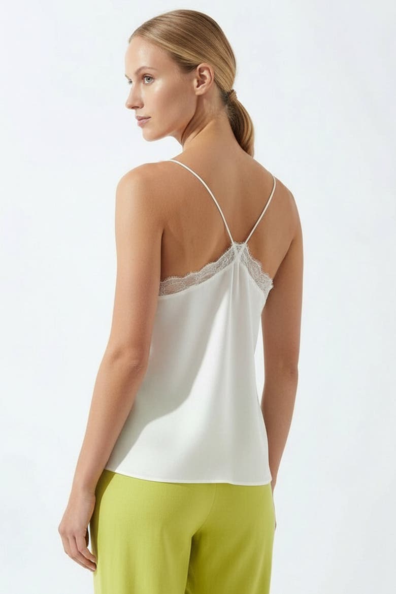 Strappy Lace Trim Viscose Blouse, Alternate, color, ECRU