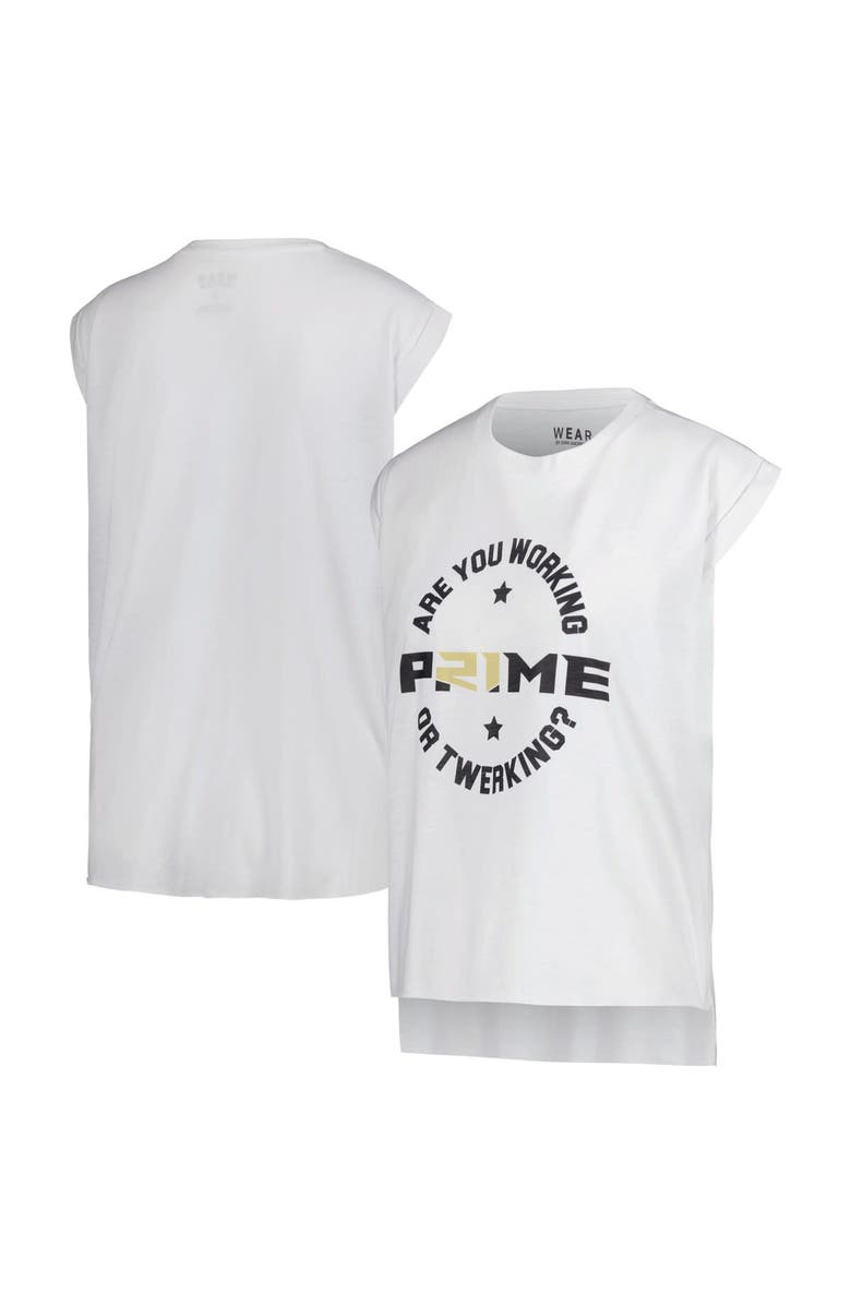 WEAR by Erin Andrews Women's WEAR by Erin Andrews White Colorado Buffaloes Coach Prime Working Sleeveless Muscle T-Shirt, Main, color, White