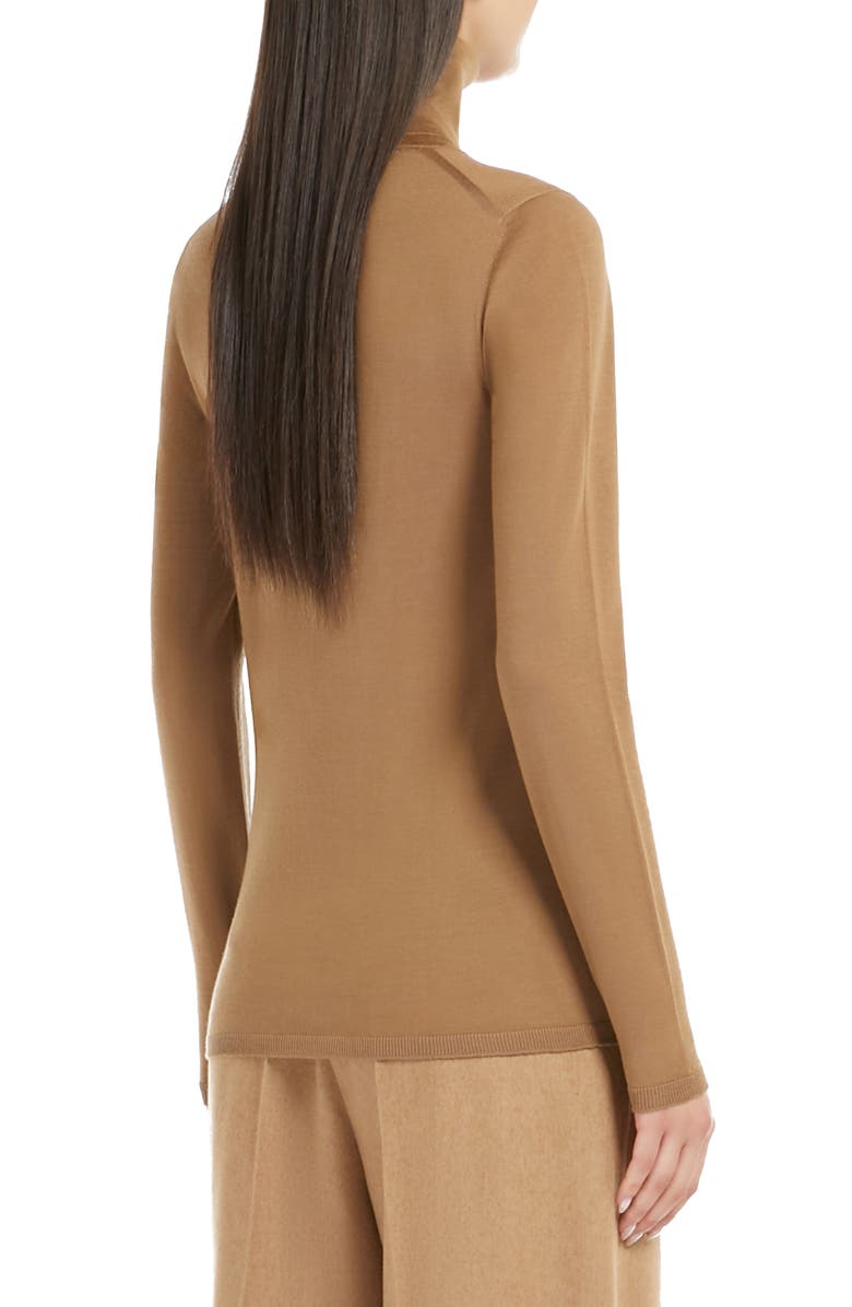 Max Mara Saluto Virgin Wool Turtleneck Sweater, Alternate, color, Camel