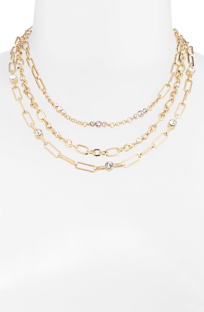 BaubleBar Hera Layered Chain Necklace, Alternate, color, Goldtone/ Clear