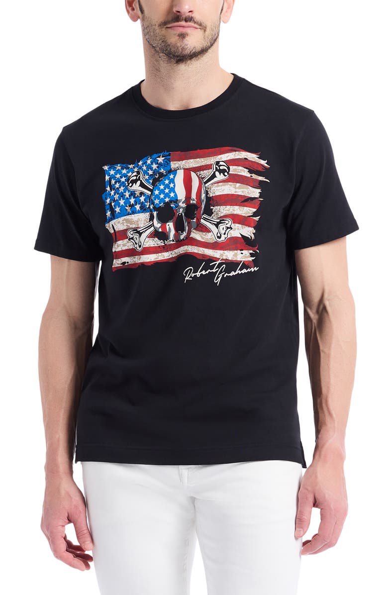 Robert Graham Skull Flag Graphic T-Shirt, Main, color, Black