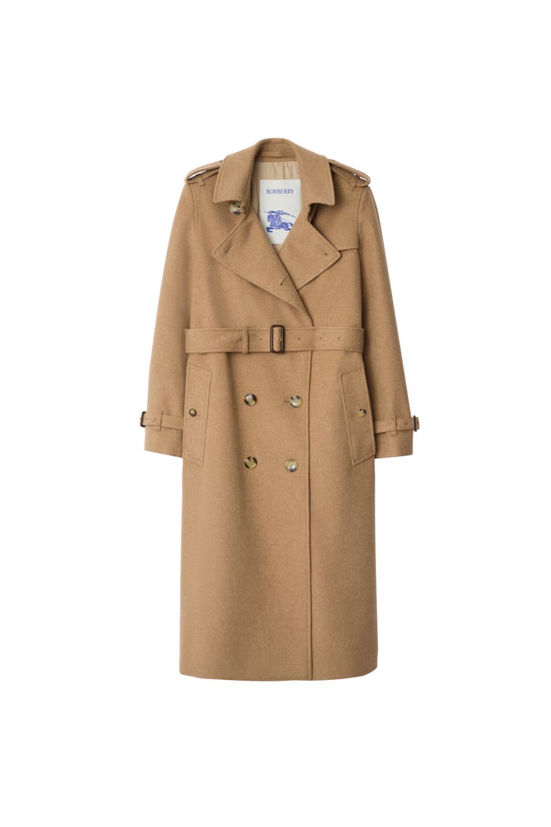 Long Cashmere Kensington Trench Coat, Alternate, color, Camel beige