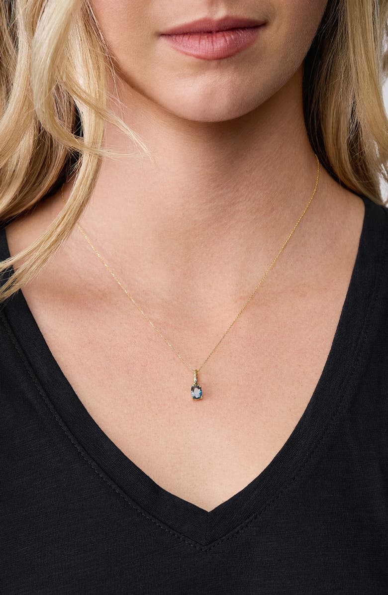 Bony Levy BLC 14K Gold London Blue Topaz Pendant Necklace, Alternate, color, 14Ky