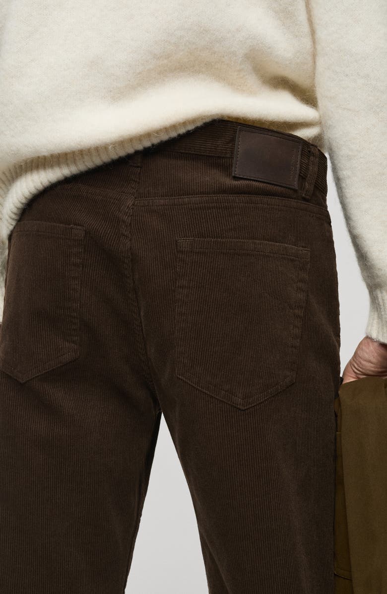 MANGO Regular Fit Straight Leg Corduroy Pants, Alternate, color, Chocolate