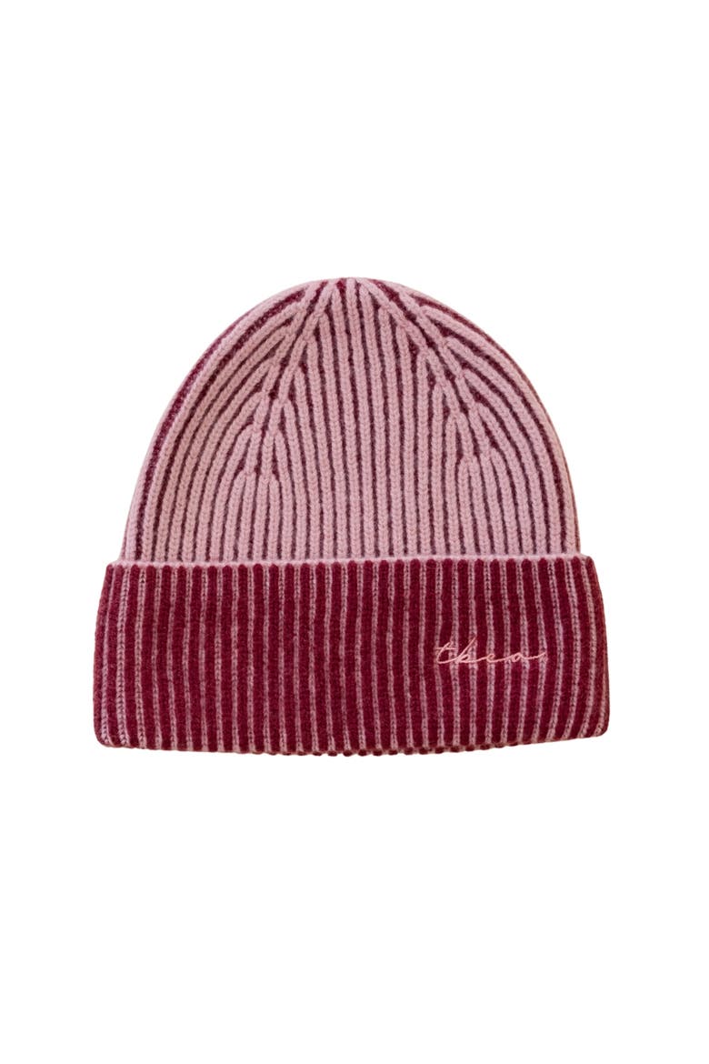 Cashmere & Merino Ribbed Two-Tone Beanie, Main, color, Pink Two-Tone
