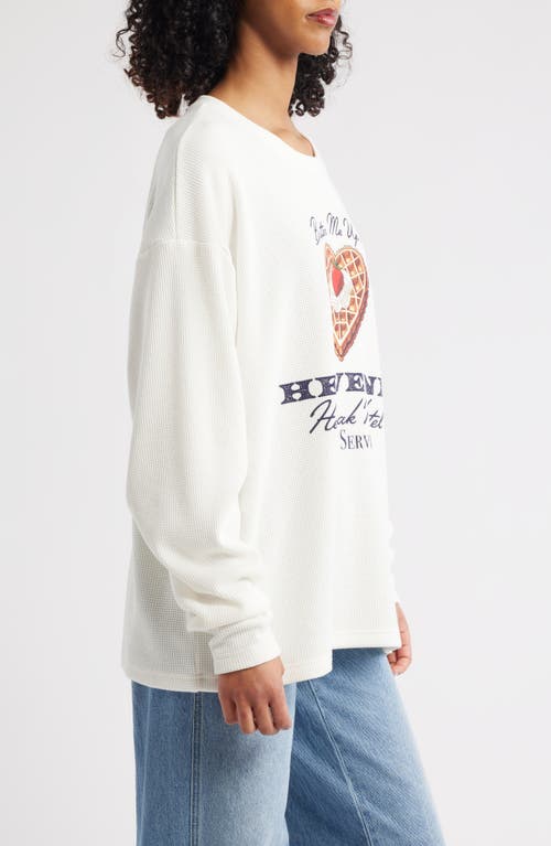 Boys Lie Heavenly Room Service Oversize Waffle Knit Sweatshirt In White