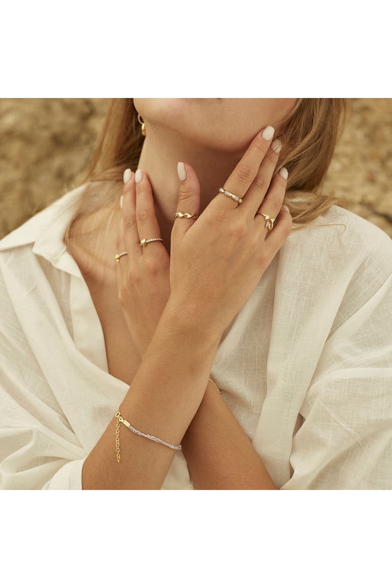 Bone Sterling Silver Adjustable Ring, Alternate, color, Gold