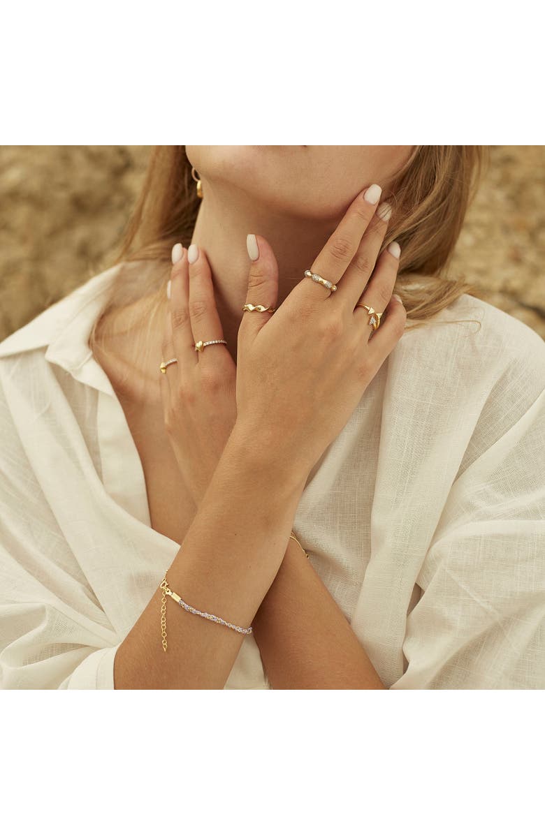 Spero London Helical Sterling Silver Ring Lightly Twisted Ring, Alternate, color, Gold