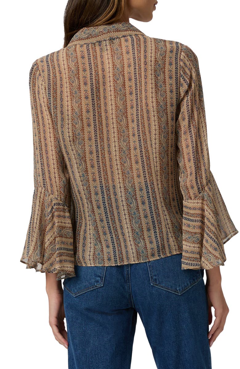 PAIGE Jasmeet Mixed Print Silk Button-Up Shirt, Alternate, color, Brown Multi