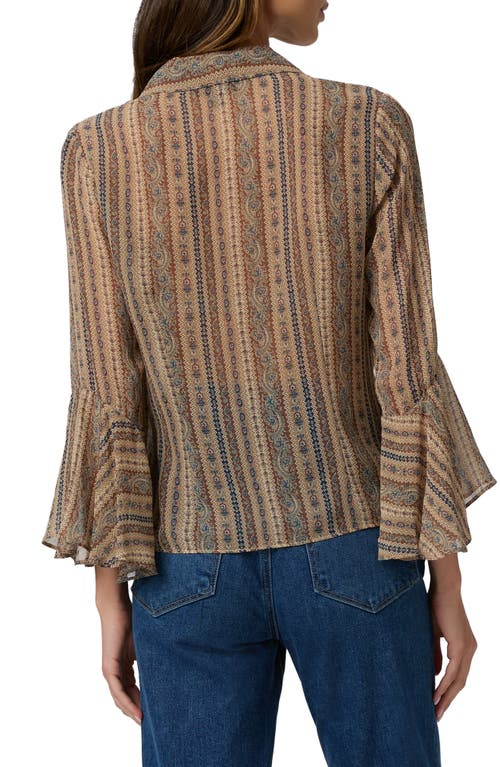 Paige Jasmeet Mixed Print Silk Button-up Shirt In Brown