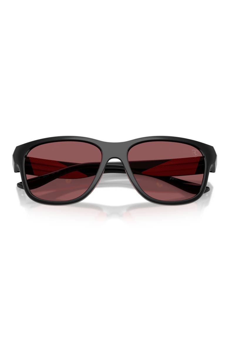 57mm Pillow Sunglasses, Alternate, color, BLACK SHINY / RED CONTRAST PRO