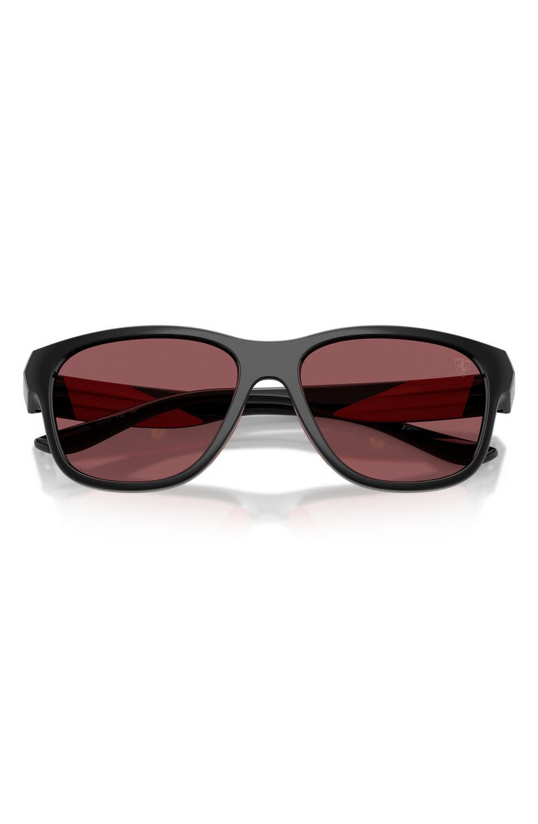 Scuderia Ferrari 57mm Pillow Sunglasses, Alternate, color, Black Shiny / Red Contrast Pro