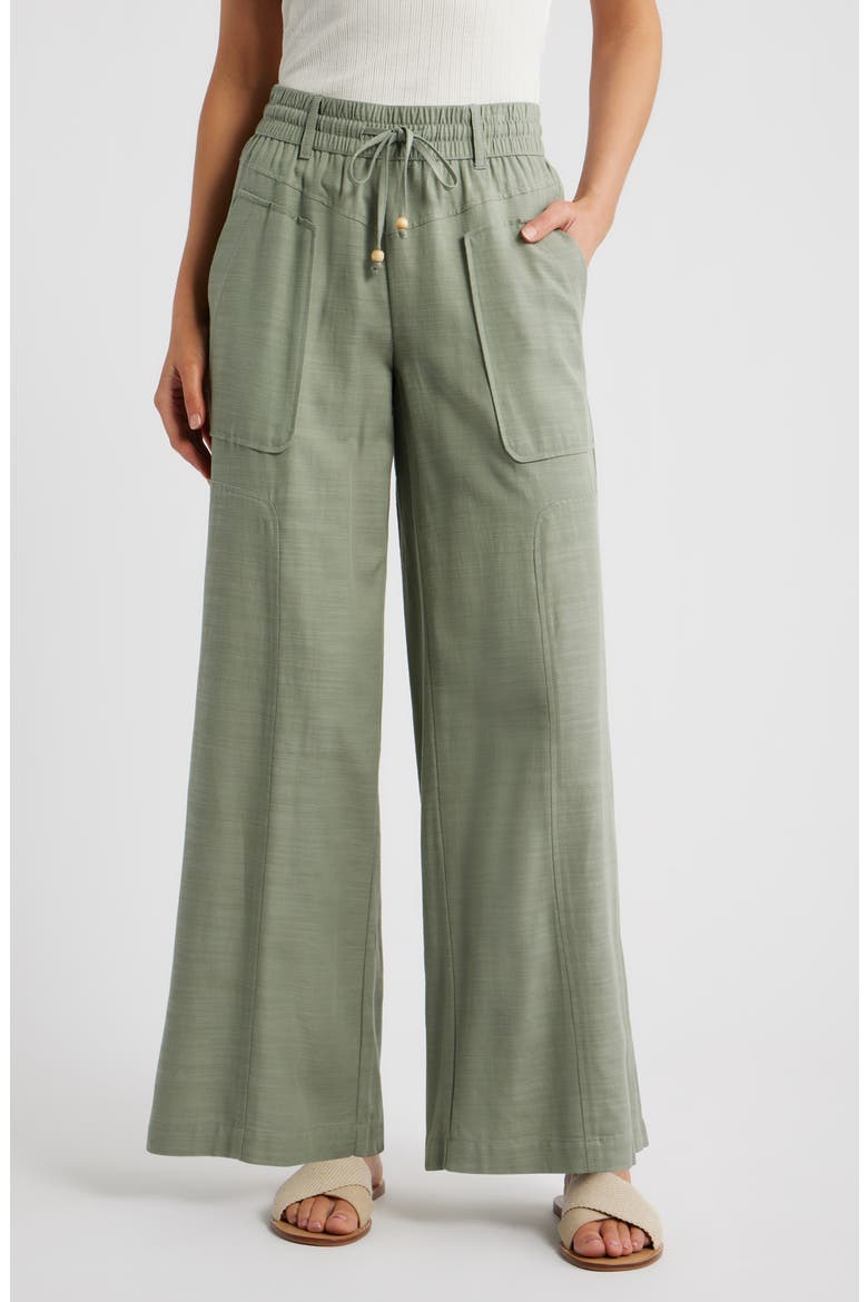 Skyrise Wide Leg Pants, Main, color, LODEN GREEN