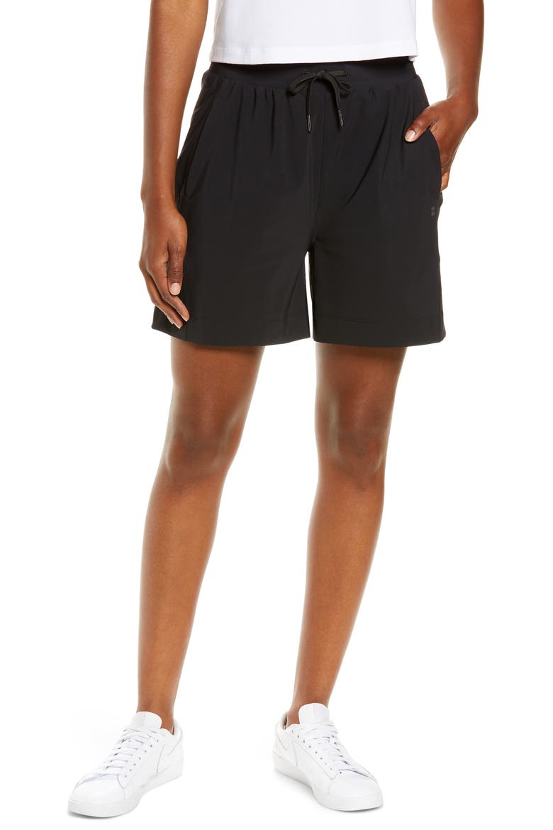 Explorer Tie Waist Shorts, Main, color, BLACK