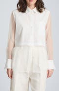 Kenneth Cole Tie Back Cotton Blend Button-Up Shirt