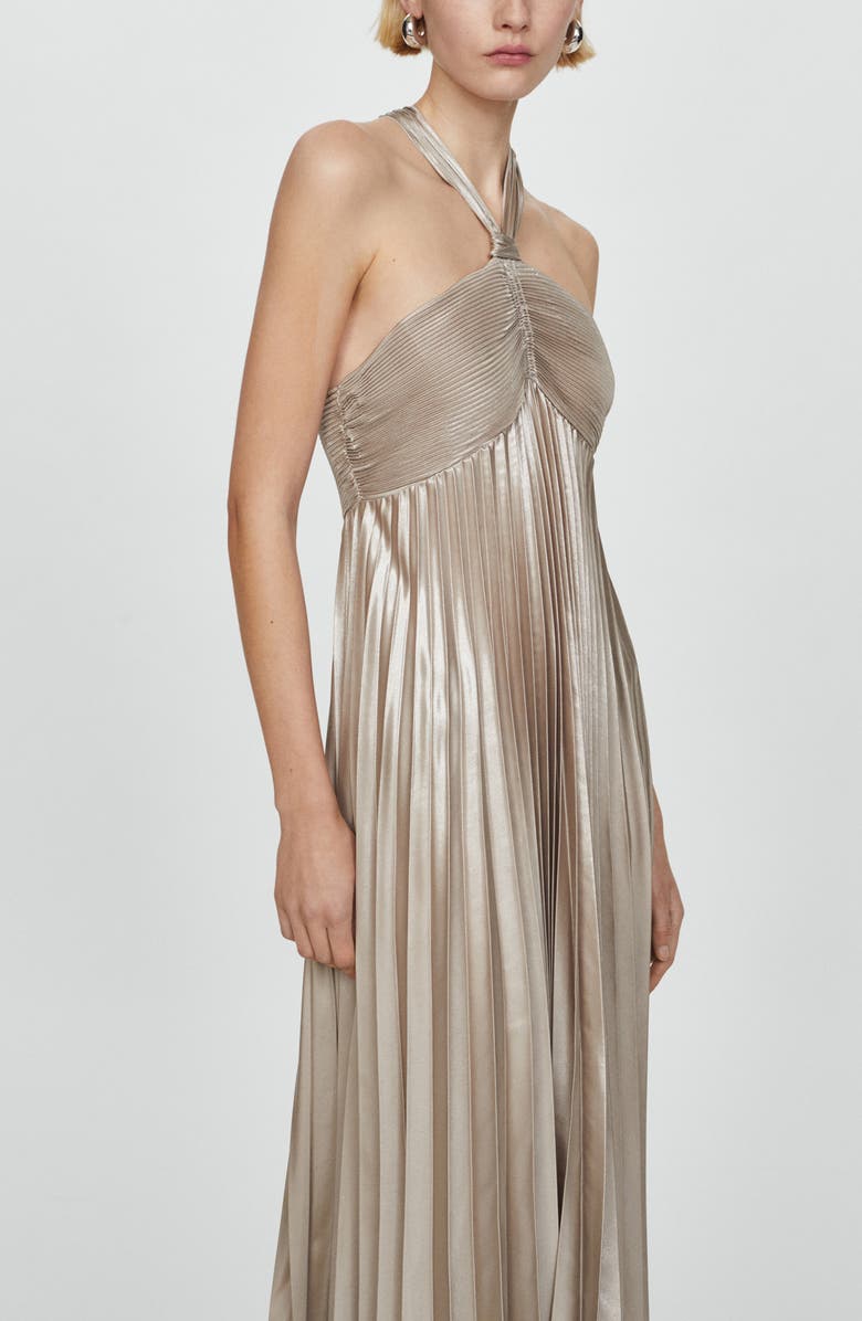 MANGO Pleated Cross Back Dress, Alternate, color, 