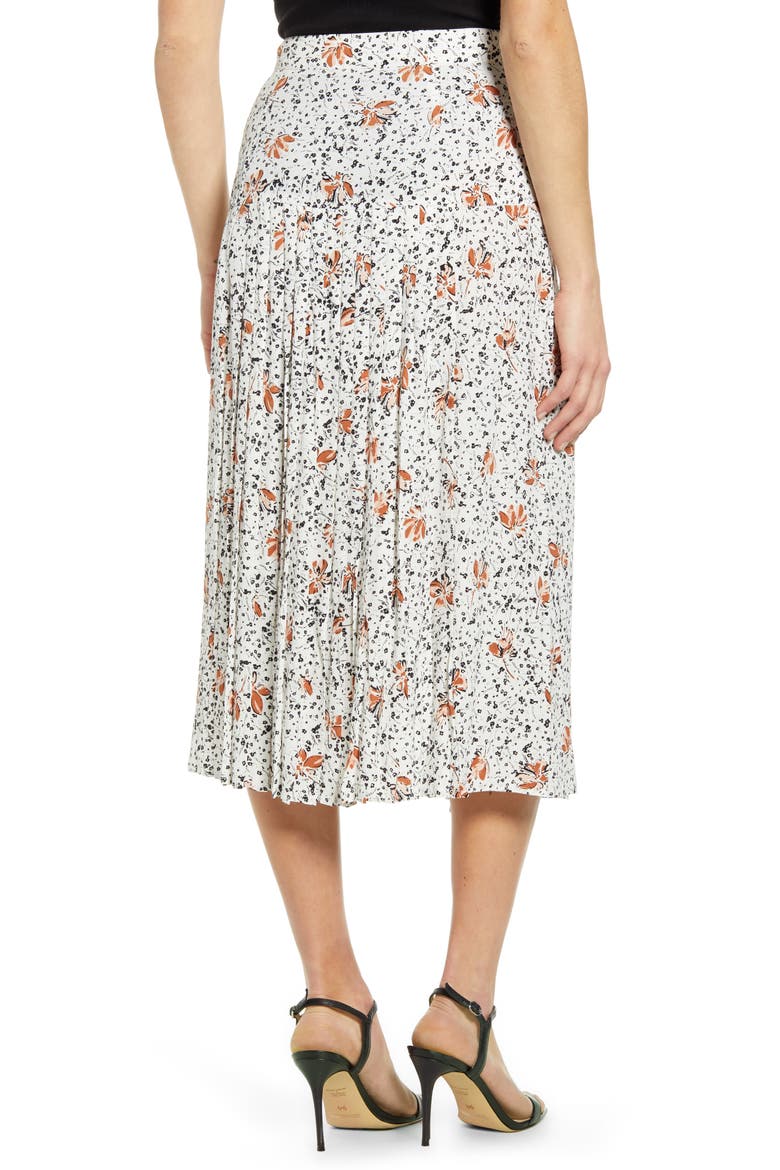 Pleated Midi Skirt, Alternate, color, IVORY DITSY DAISY