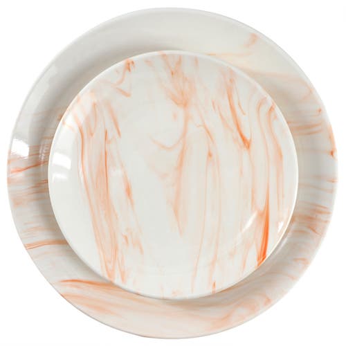 Elama Fine Marble 16 Piece Porcelain Dinnerware Set In White
