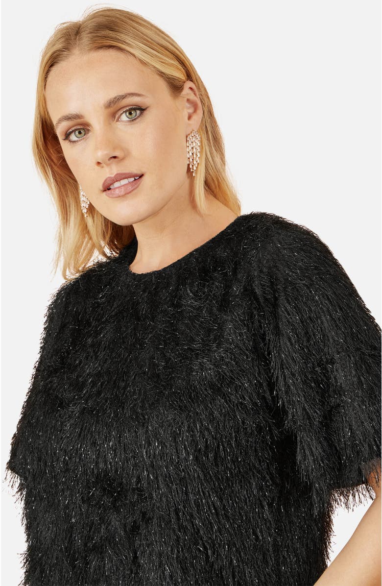 Yumi Lurex Fringe Relaxed Fit Top, Alternate, color, Black