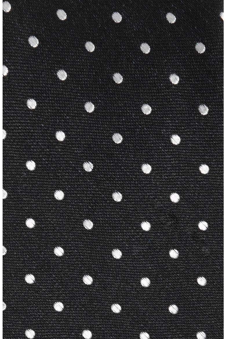 Dot Silk & Linen Tie, Alternate, color, BLACK