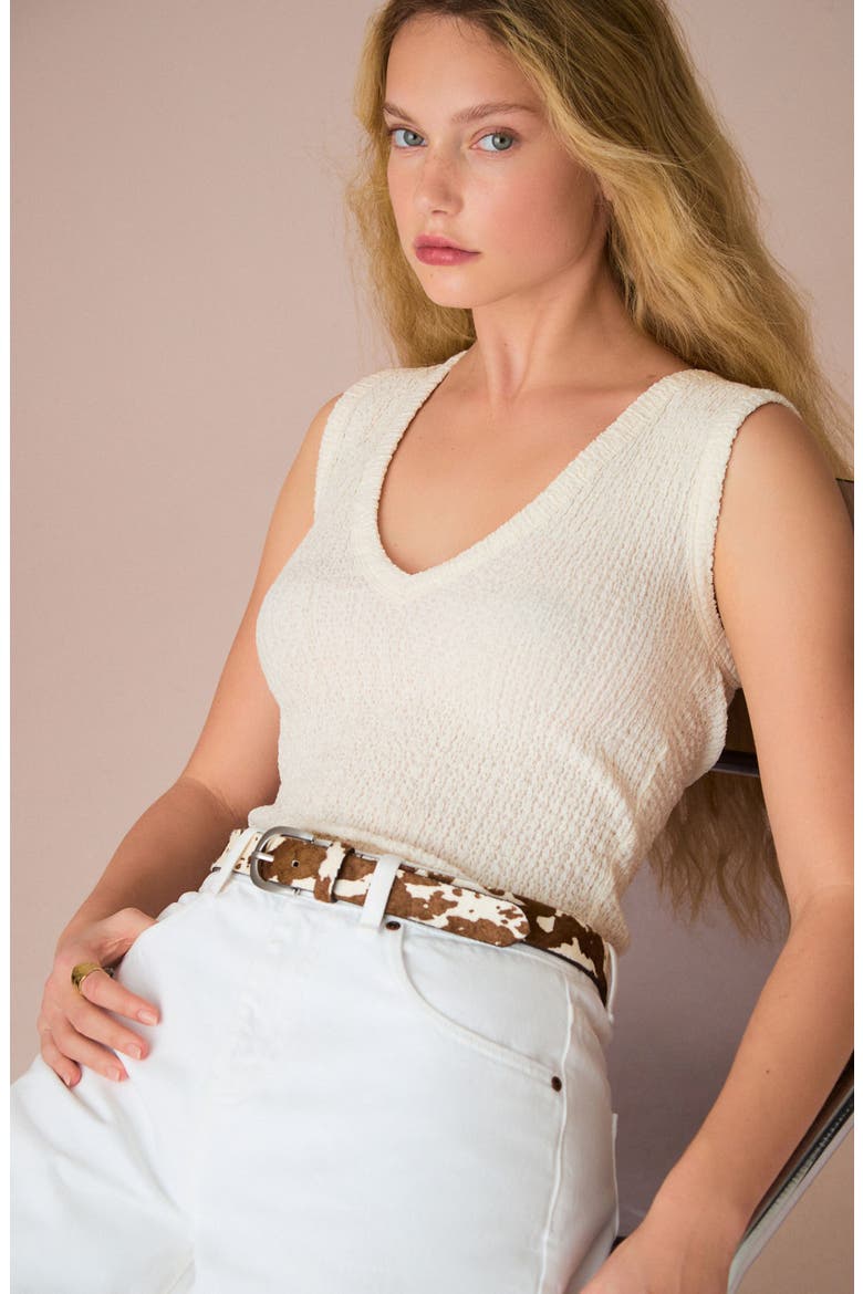 Textured V-Neck Sleeveless Knit Top, Alternate, color, NEUTRAL