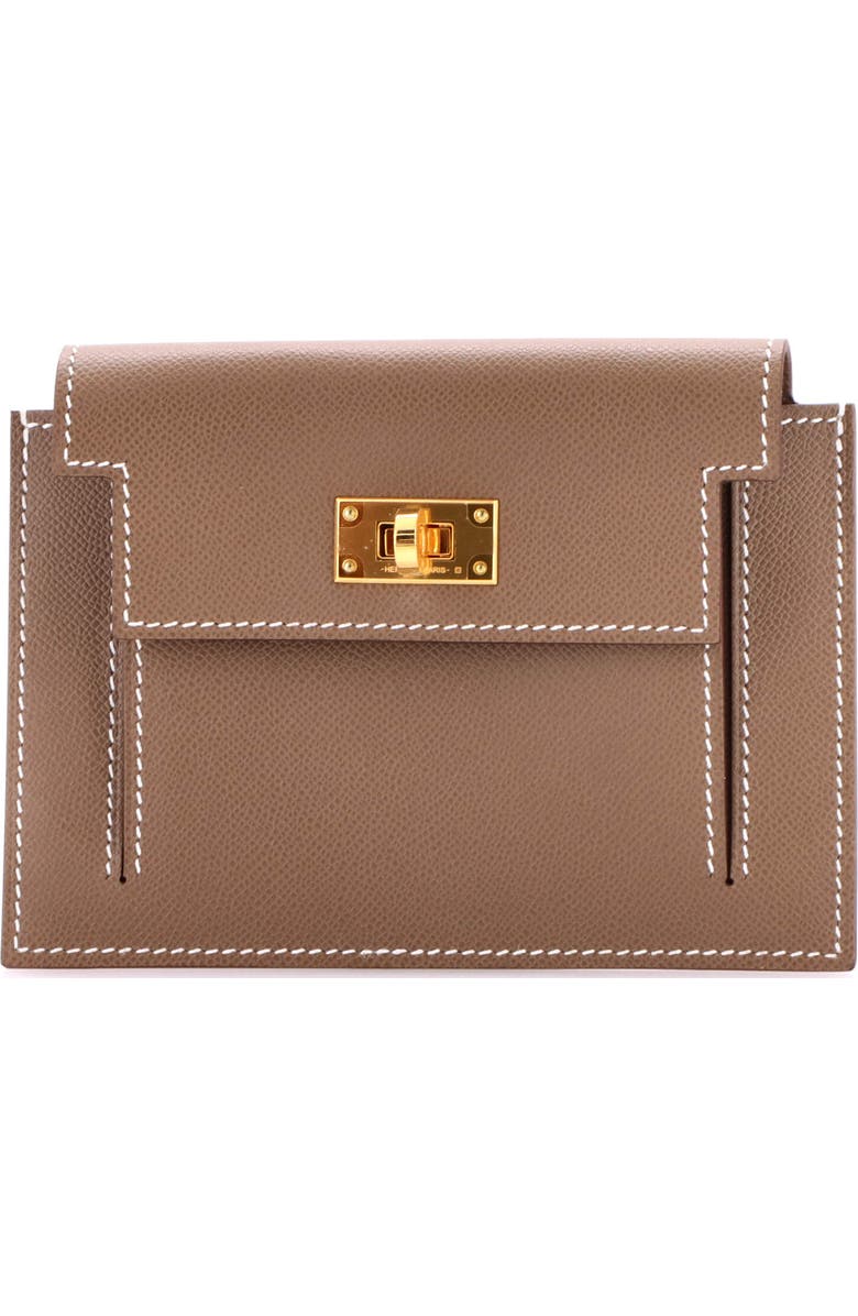 Pre-Owned Hermes Kelly Pocket Compact Wallet Epsom, Main, color, Etoupe
