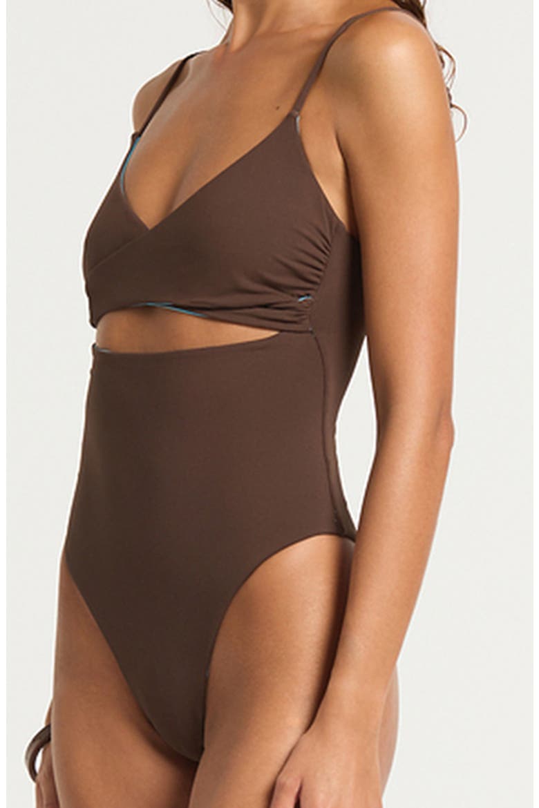 Amira Cutout Reversible One-Piece Swimsuit, Alternate, color, ESPRESSO CALA