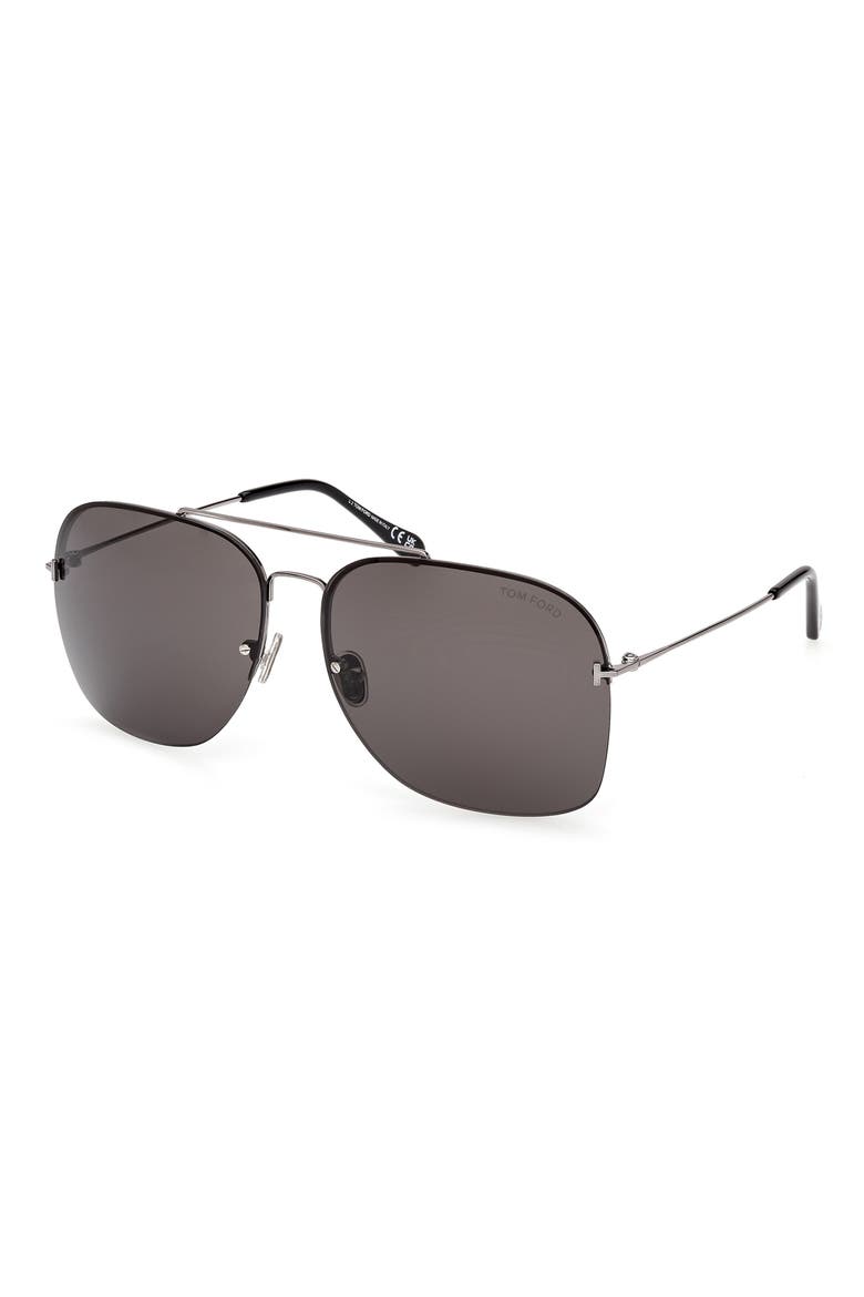 Mackenzie 64mm Oversize Pilot Sunglasses, Alternate, color, SHINY PALLADIUM / SMOKE