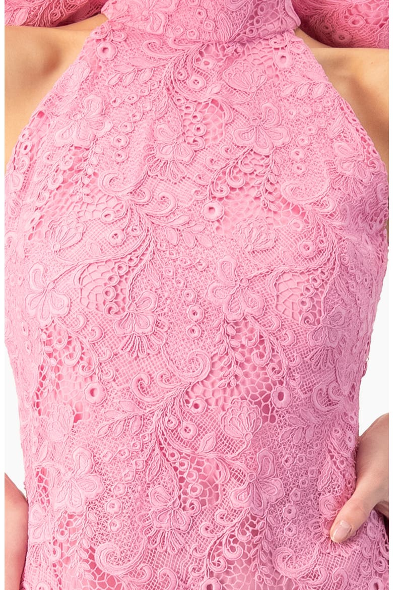 Lace Halter Bow Mini Dress, Alternate, color, Pink