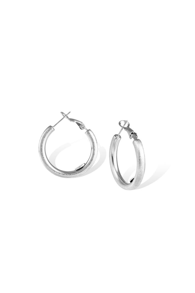 Retro Small Hoop Earrings, Main, color, Silver
