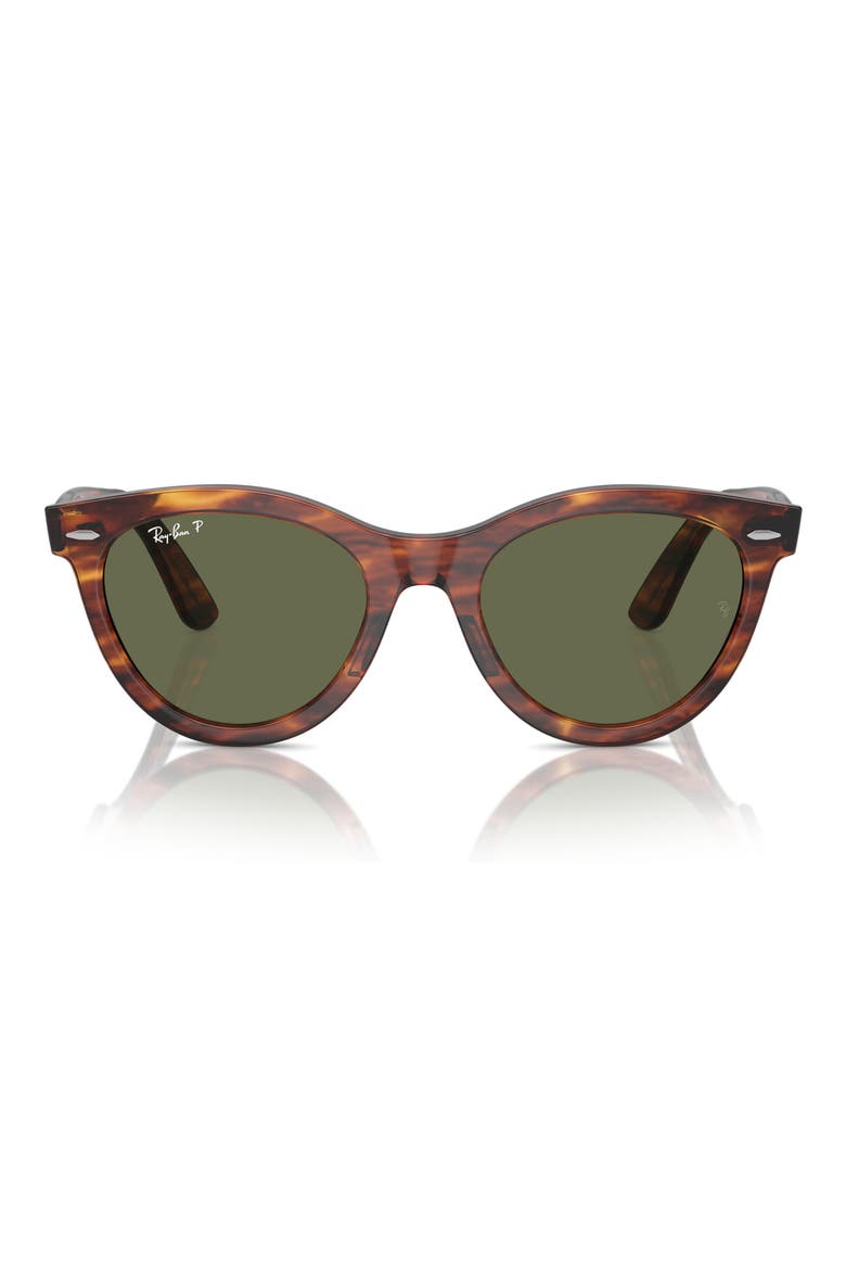 Wayfarer Way 54mm Polarized Oval Sunglasses, Main, color, STRIPED HAVANA