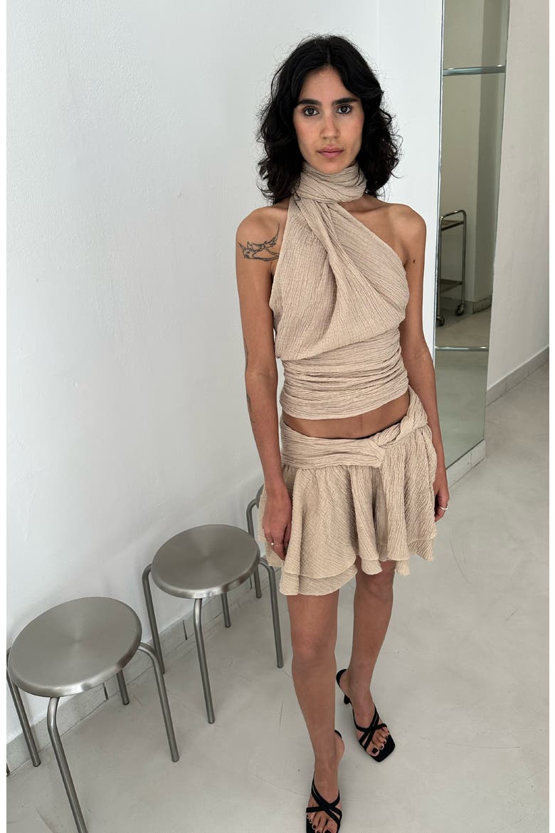 Sahara One Shoulder Scarf Top, Alternate, color, Sand