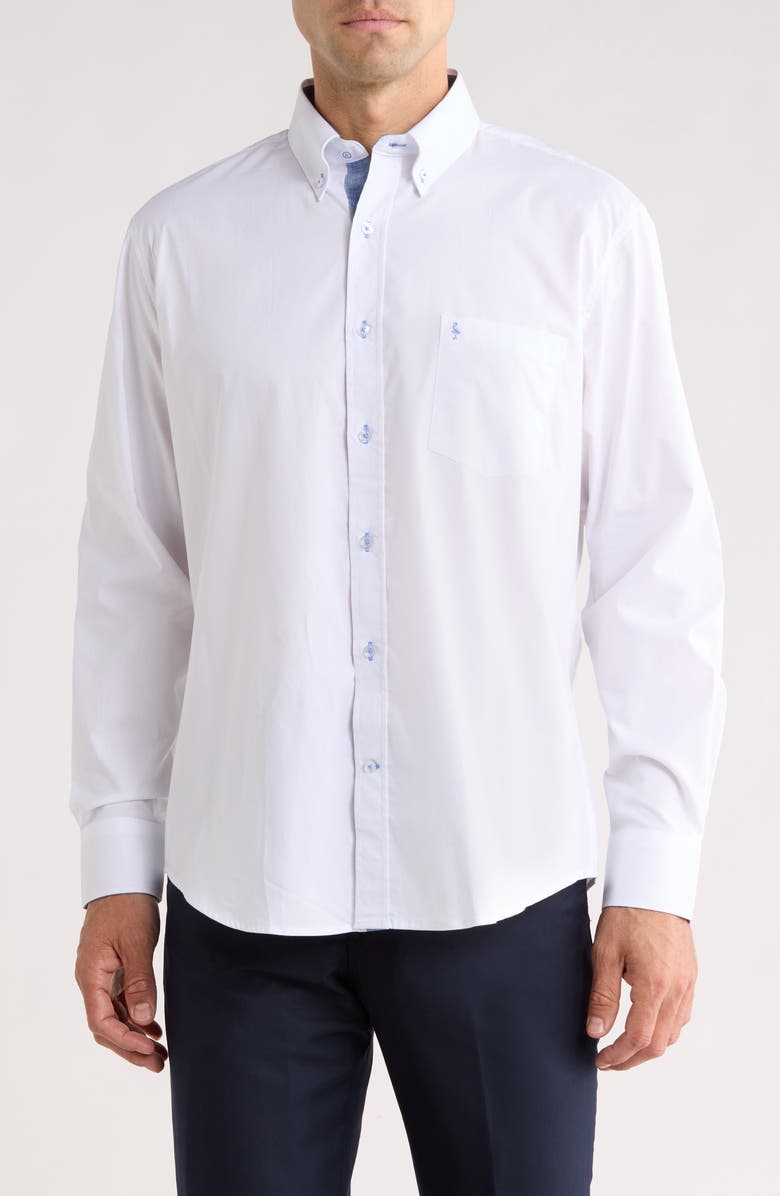 TailorByrd Signature Cotton Oxford Button-Down Shirt, Main, color, White