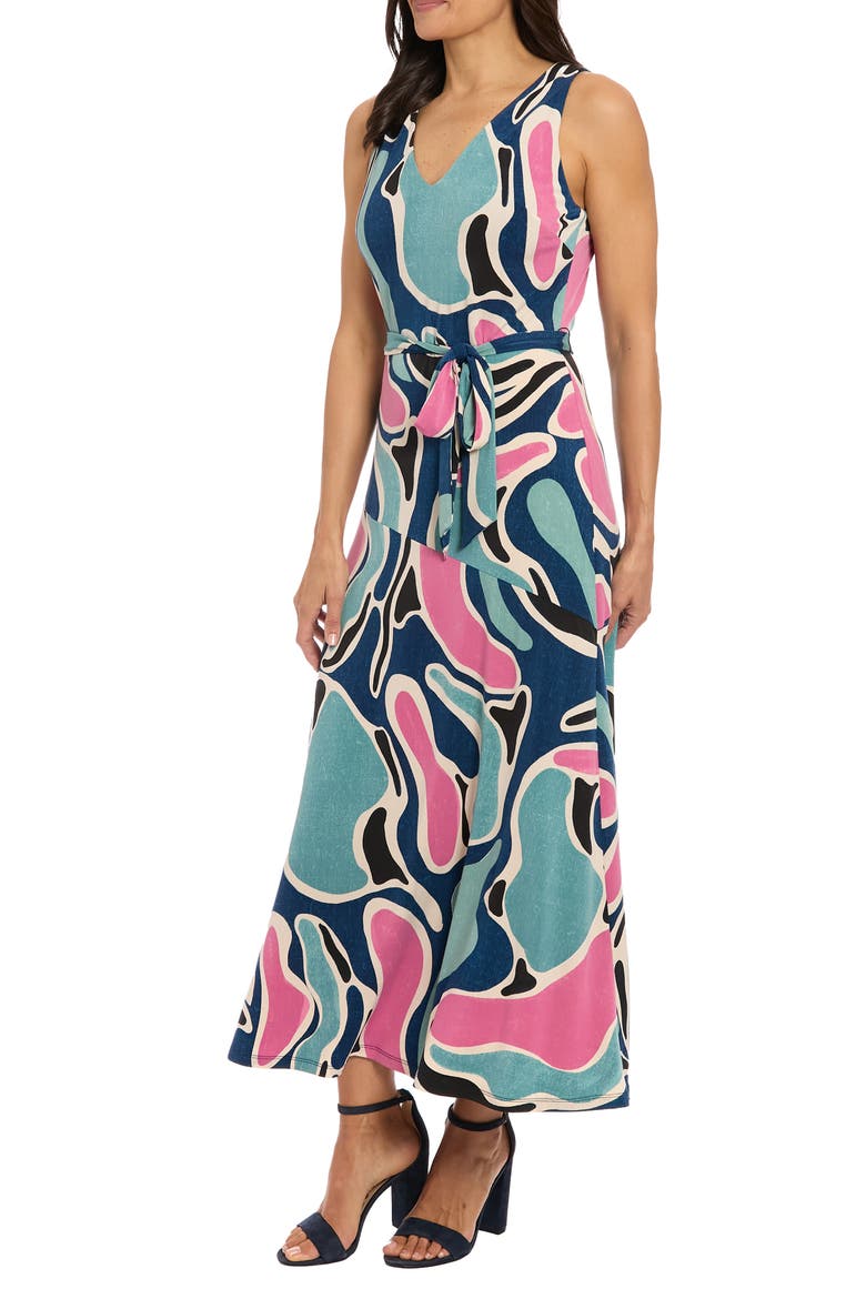 Asymmetric Maxi Dress, Alternate, color, ANTIQUE GREEN/ AEGEAN BLUE
