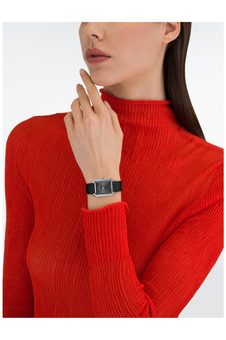 Crystal Leather Strap Watch, 27mm x 34mm, Alternate, color, STAINLESS STEEL