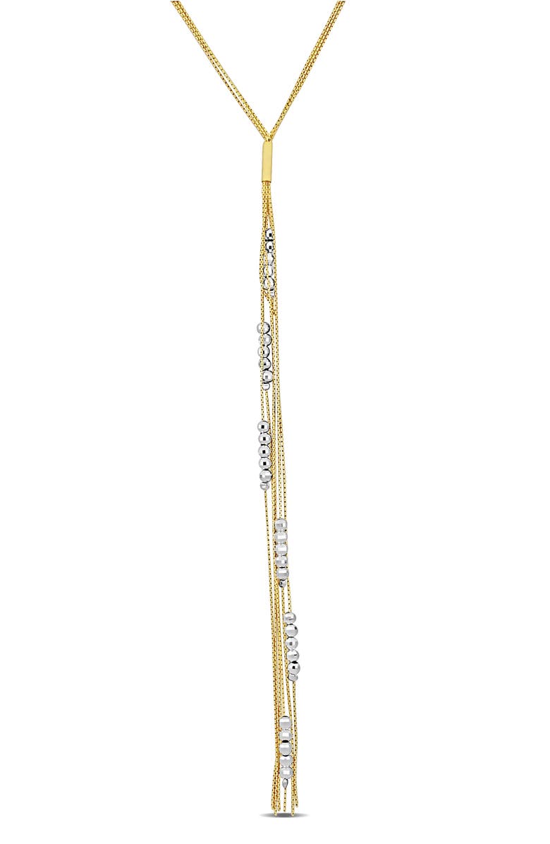 DELMAR Two-Tone Beaded Lariat Y-Necklace, Main, color, Yellow